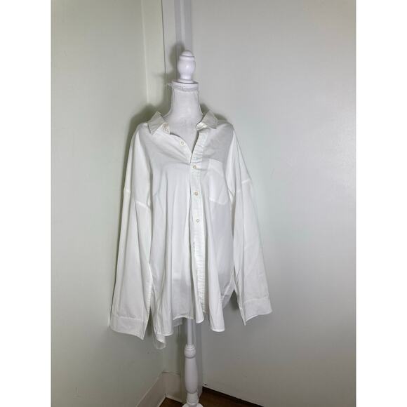 R 13 White Drop Neck Oxford Button Up Cotton Shirt Sz M - Picture 1 of 3